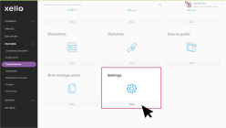 Course Planner page with Settings tile highlighted